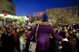 Vår förra demonstration vid Solna Centrum. Foto: Lars Epstein.